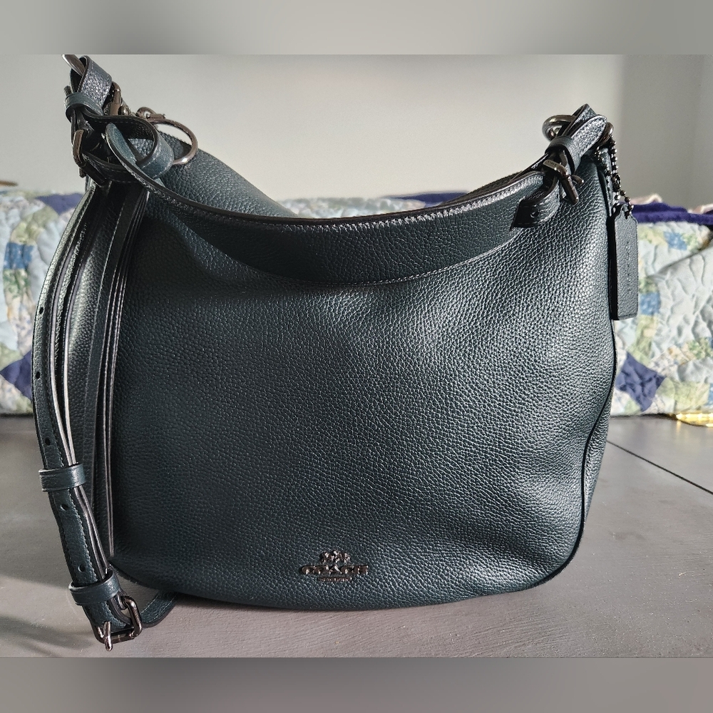Coach Dark Green Leather Hobo Bag